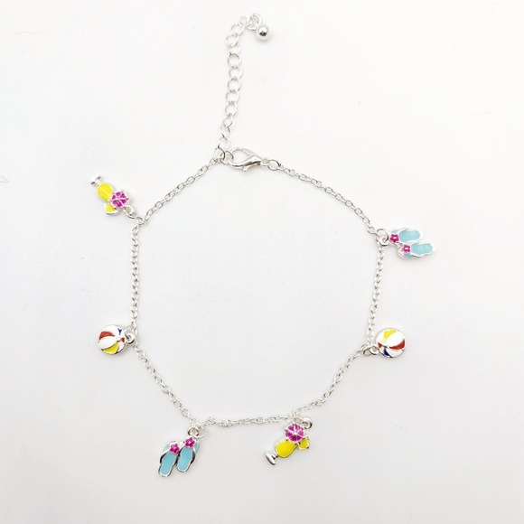 Beachy Anklet Ankle Bracelet Tropical Drink Sandals Beach Ball NWT - Picture 2 of 4